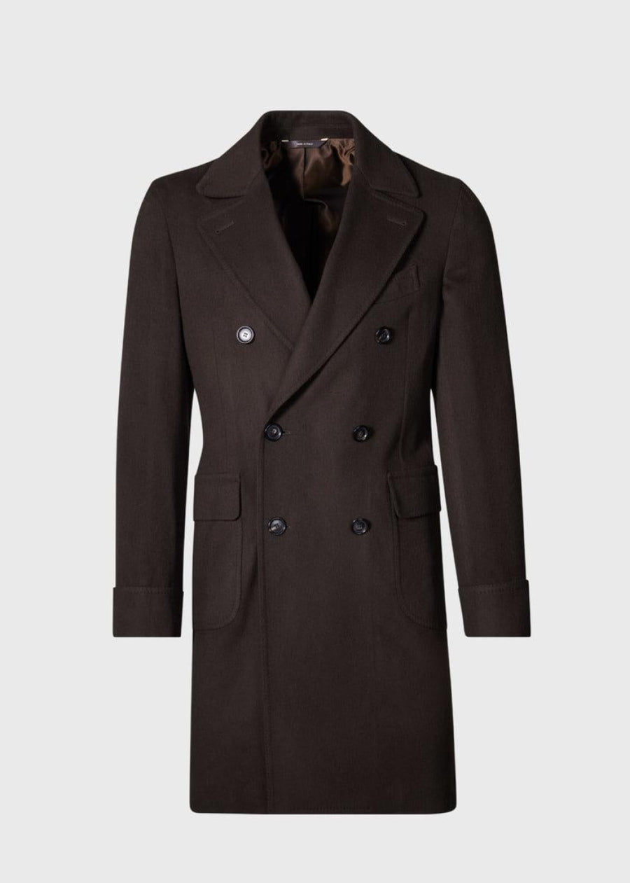 Wool & Cashmere Double Breasted Coat - Brown - Trench Coat