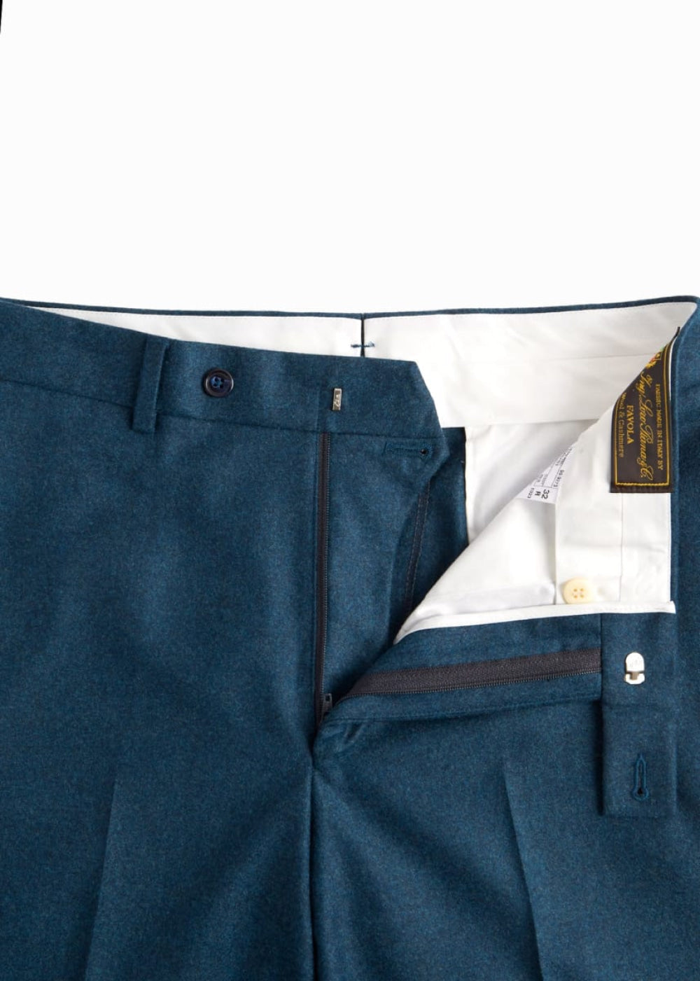 Wool & Cashmere Flannel Trouser - Teal - 40 - Trouser