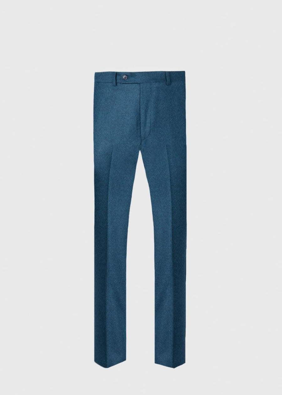 Wool & Cashmere Flannel Trouser - Teal - 40 - Trouser