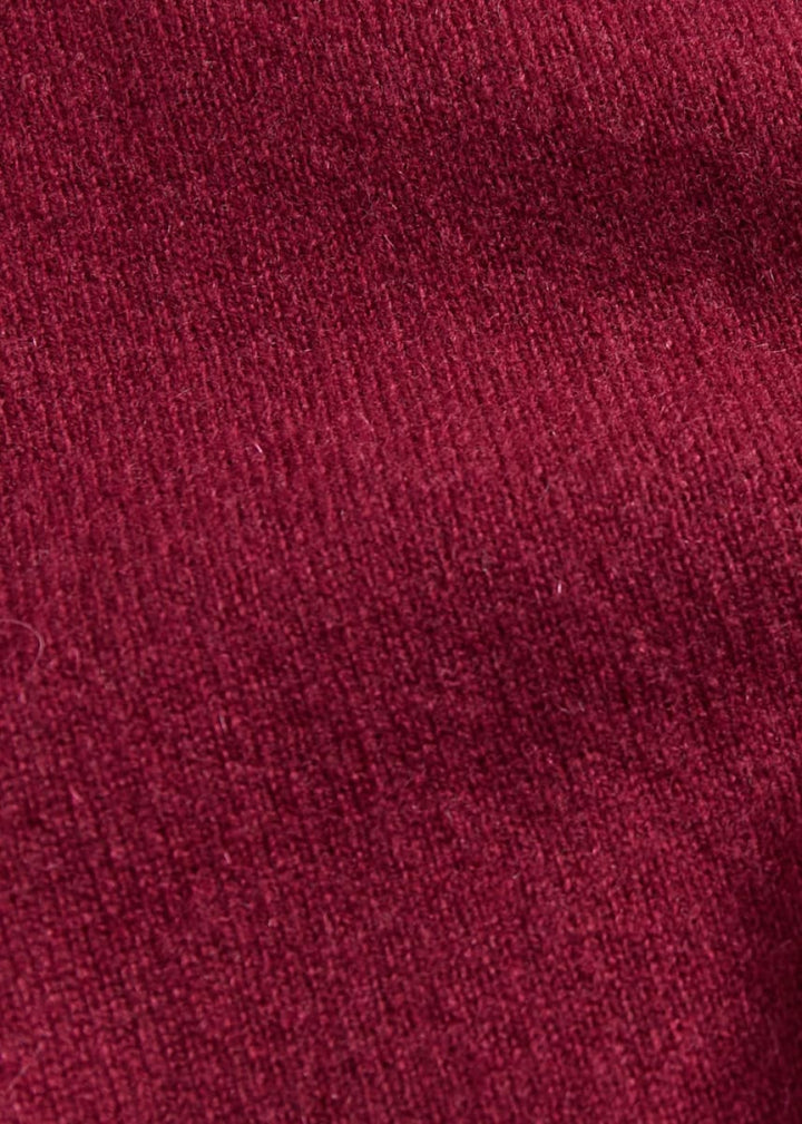 Wool & Cashmere Knitted Shirt - Cherry - Collared Shirt