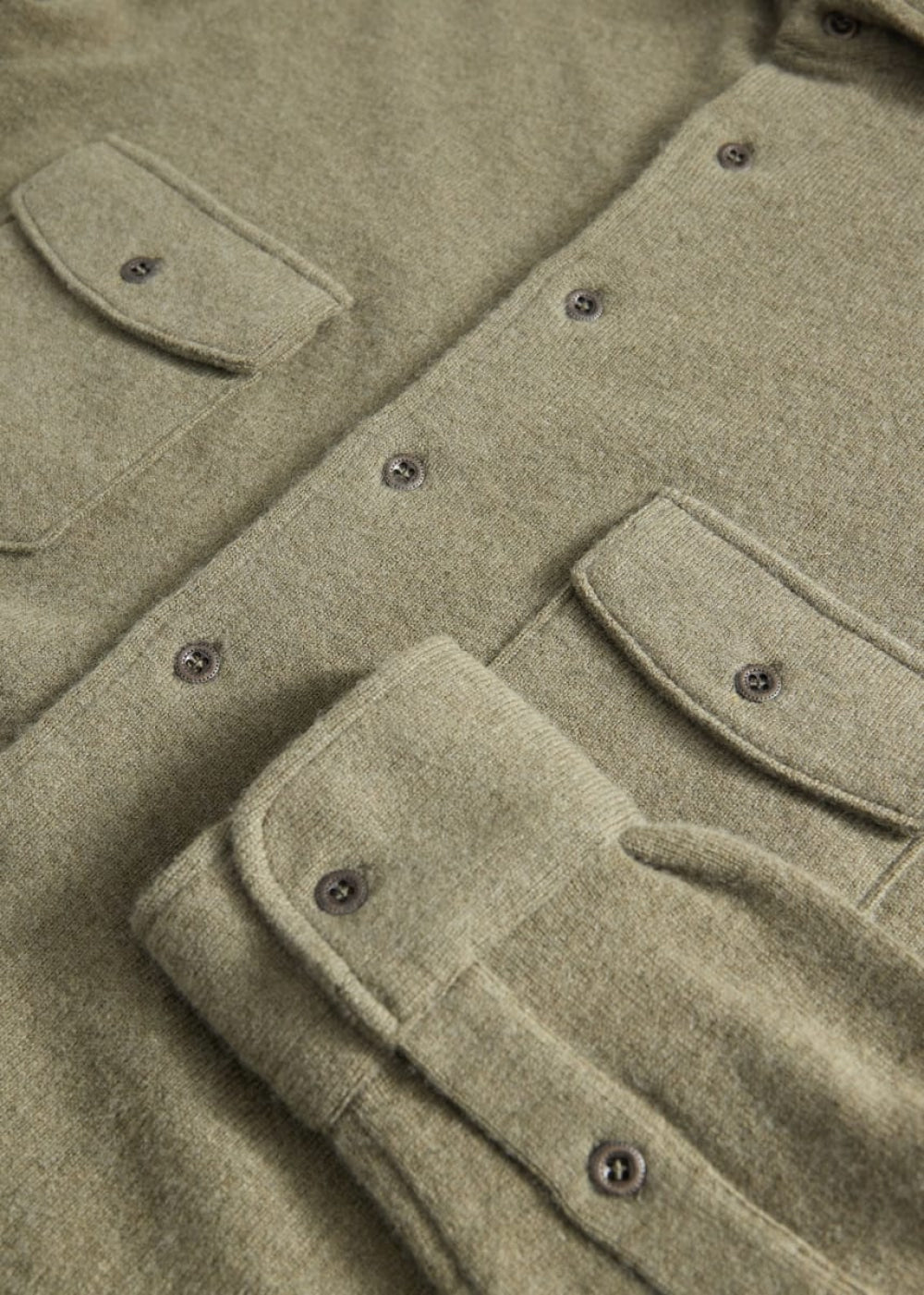 Wool & Cashmere Knitted Shirt - Sage - Collared Shirt