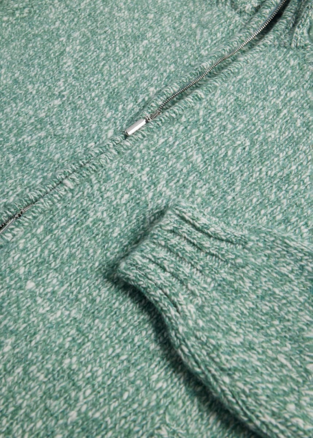 Wool & Cashmere Marled Zip Cardigan - Mint - Cardigan