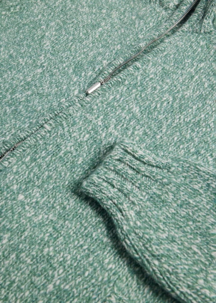 Wool & Cashmere Marled Zip Cardigan - Mint - Cardigan