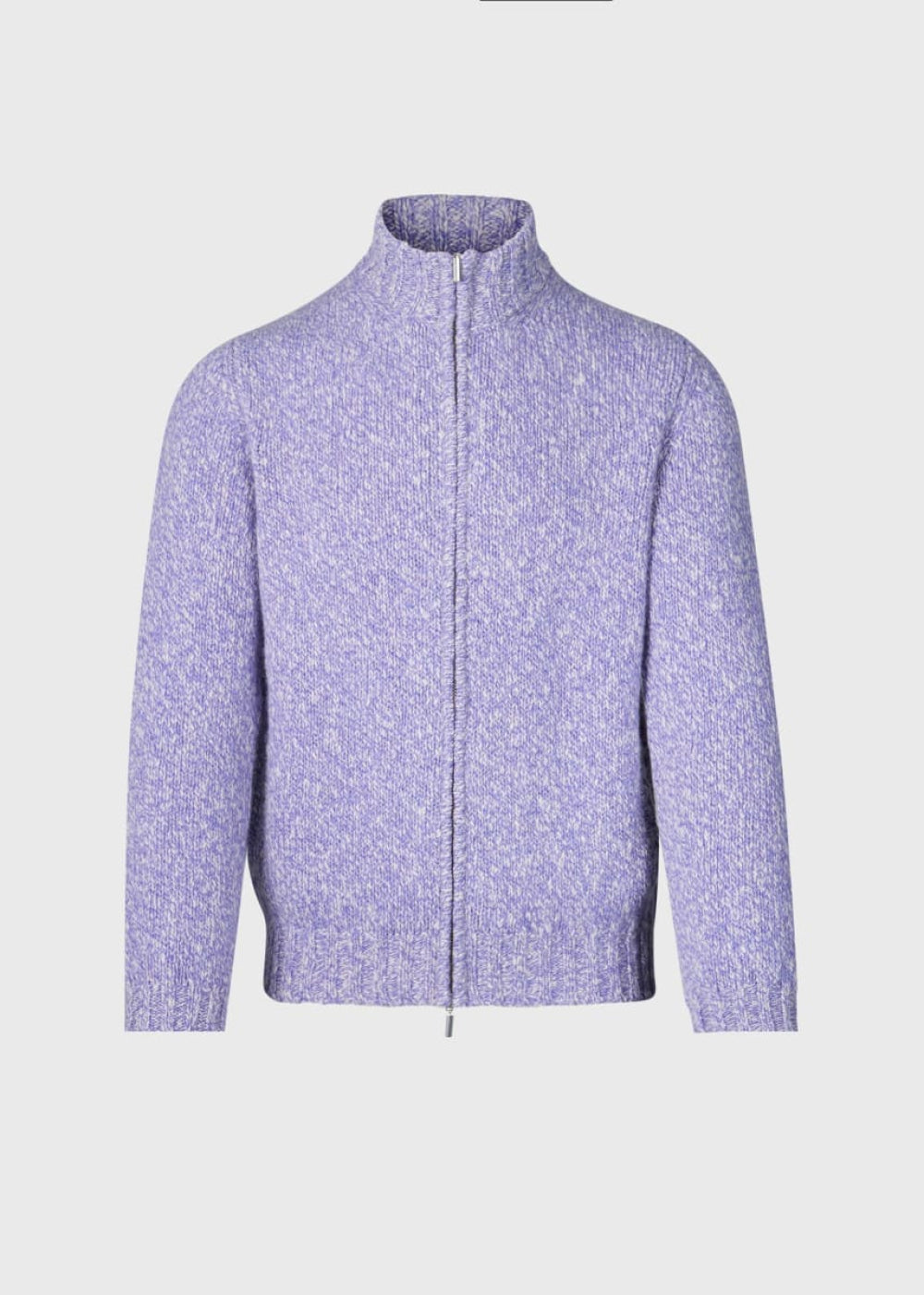 Wool & Cashmere Marled Zip Cardigan - Purple - Cardigan