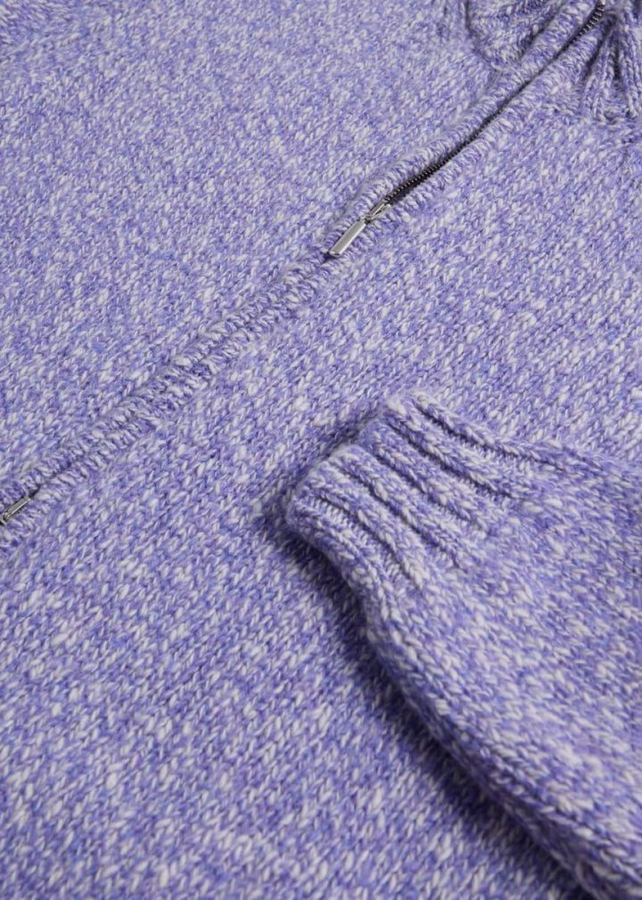 Wool & Cashmere Marled Zip Cardigan - Purple - Cardigan