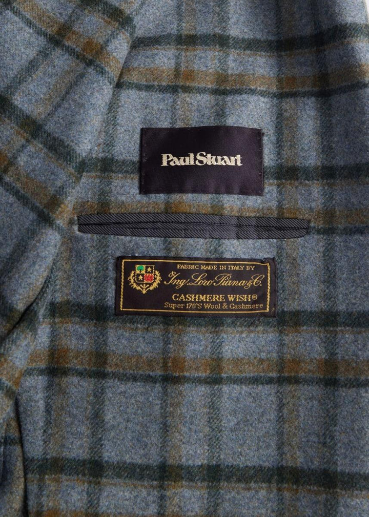 Wool & Cashmere Plaid Jacket - Grey/Tan - 48 - Blazer