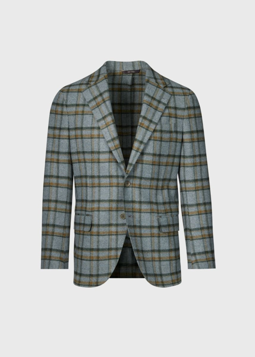Wool & Cashmere Plaid Jacket - Grey/Tan - 48 - Blazer