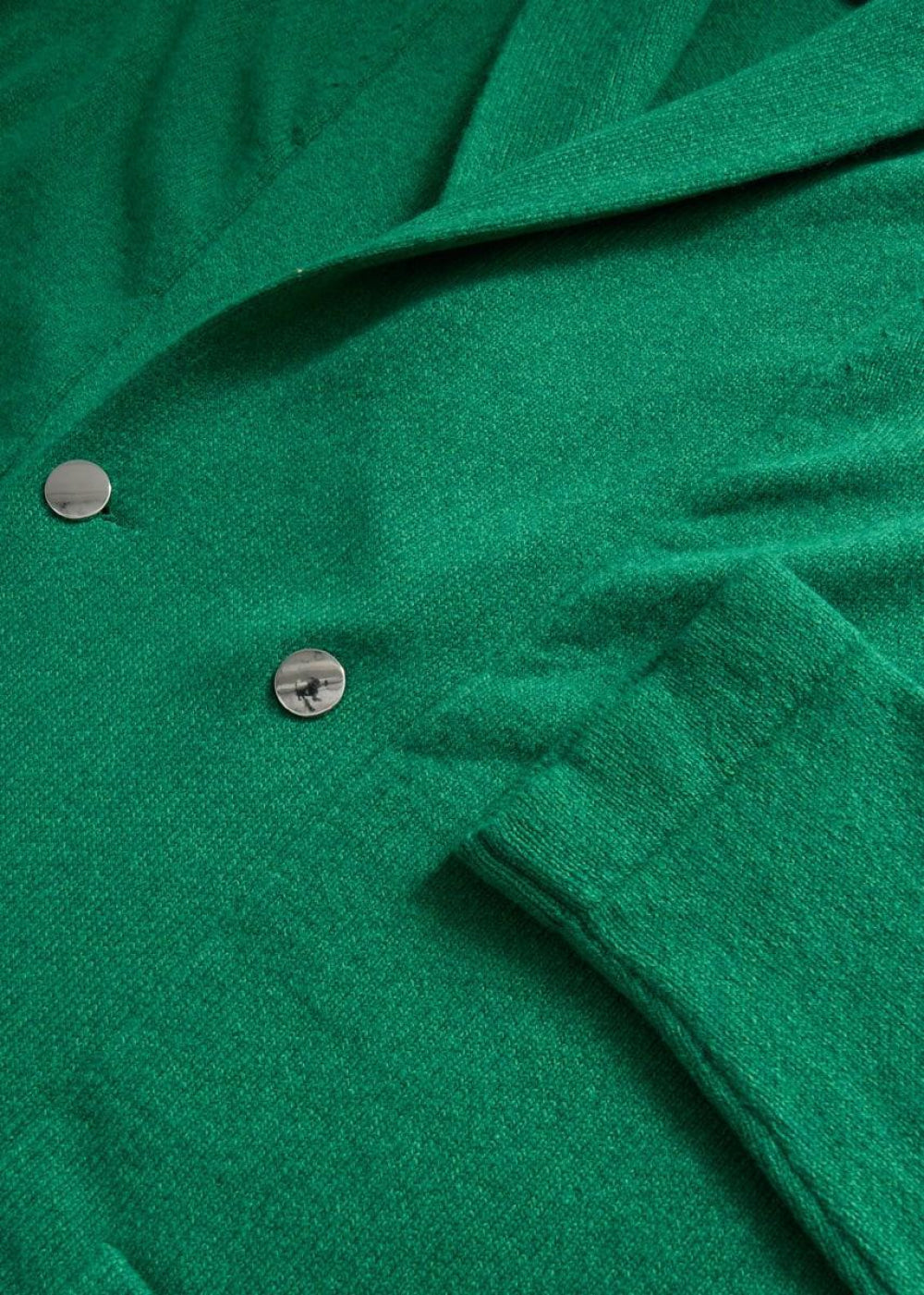 Wool Double-breasted Knit Jacket - Green - Jacket