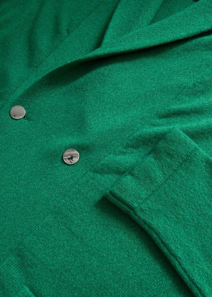 Wool Double-breasted Knit Jacket - Green - Jacket