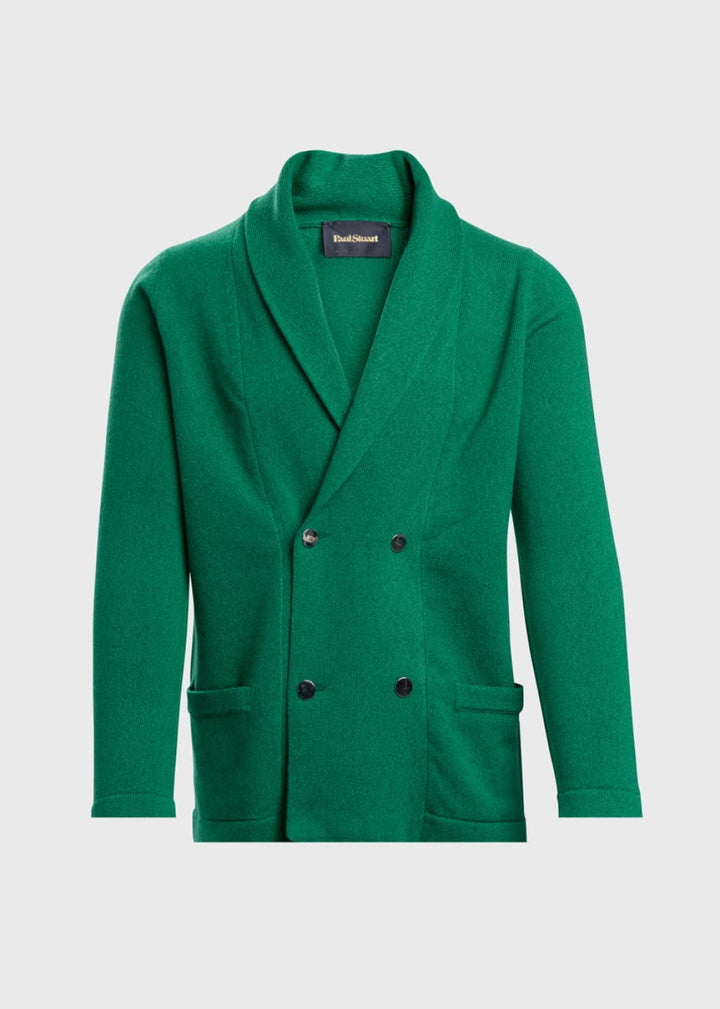 Wool Double-breasted Knit Jacket - Green - Jacket