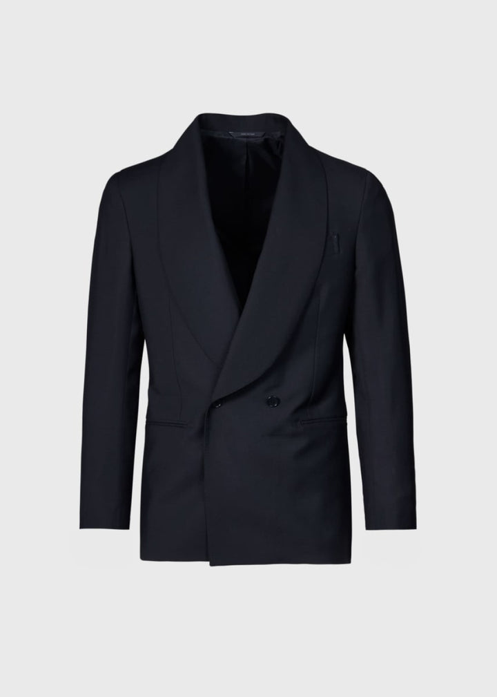 Wool Double Breasted Shawl Collar Tuxedo - Black - Tuxedo