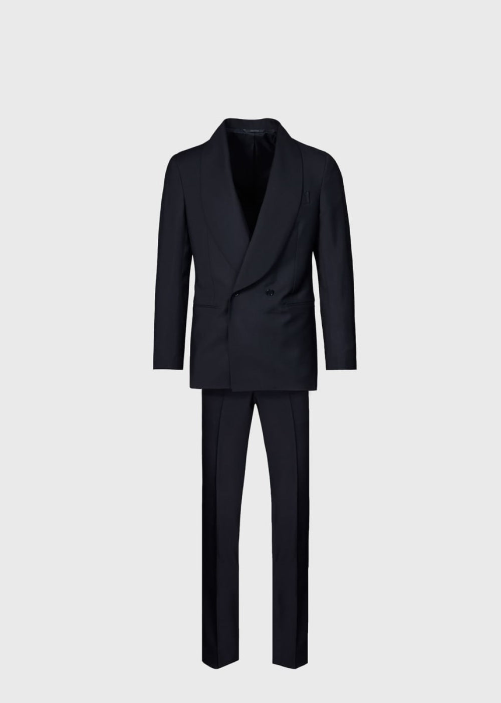 Wool Double Breasted Shawl Collar Tuxedo - Black - Tuxedo