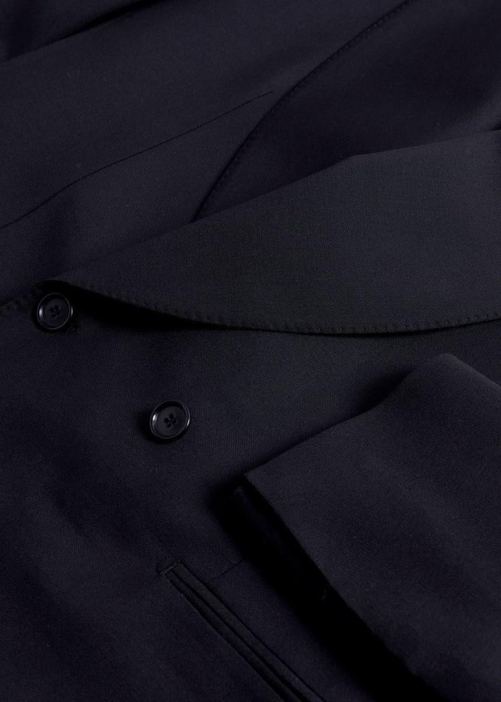 Wool Double Breasted Shawl Collar Tuxedo - Black - Tuxedo