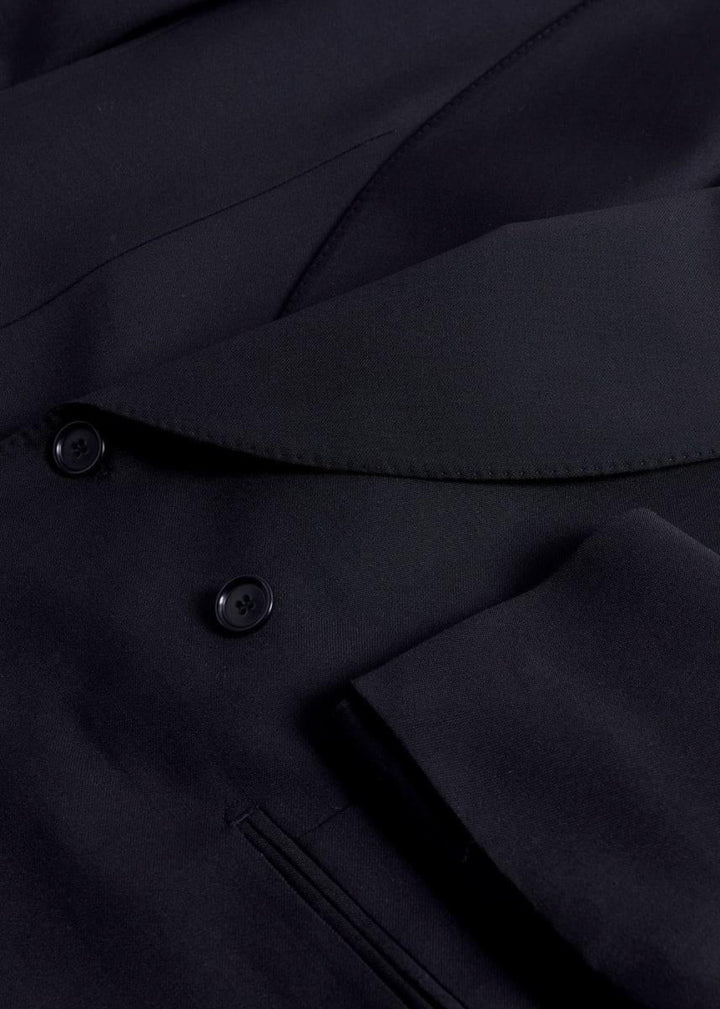 Wool Double Breasted Shawl Collar Tuxedo - Black - Tuxedo
