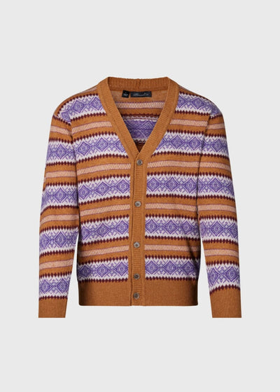Wool Fair Isle Button Cardigan - Brown - Cardigan