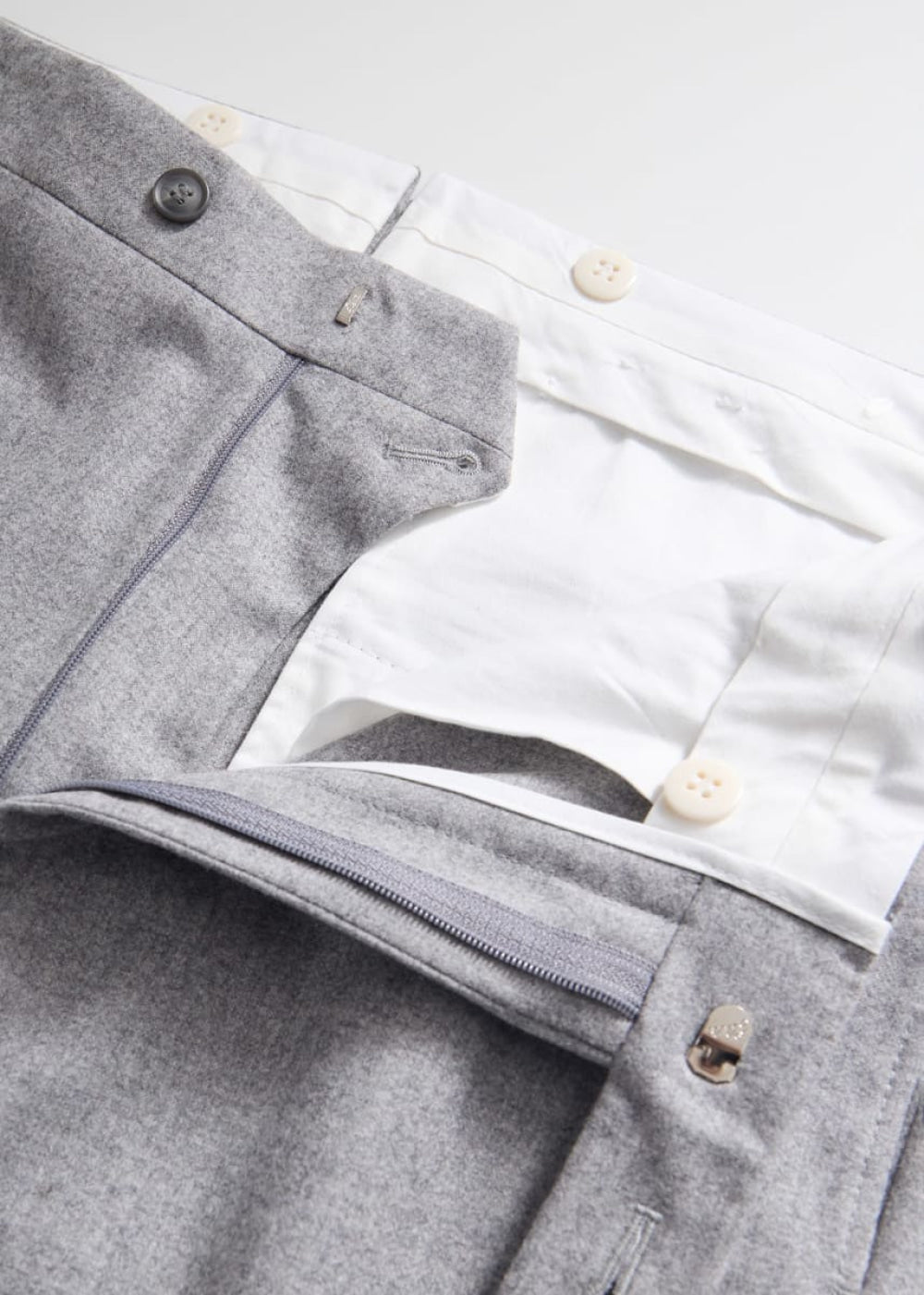 Wool Flannel Trouser - Light Grey - Trouser