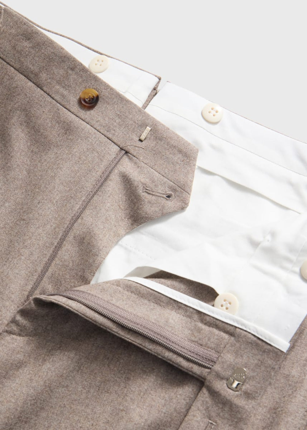 Wool Flannel Trouser - Taupe - Trouser