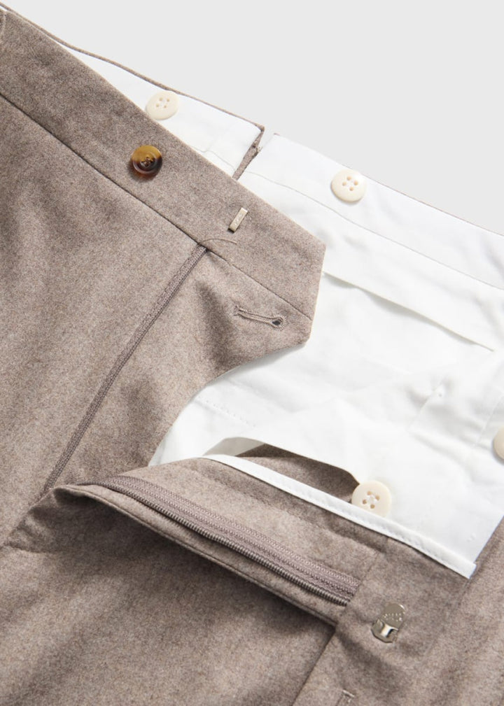 Wool Flannel Trouser - Taupe - Trouser