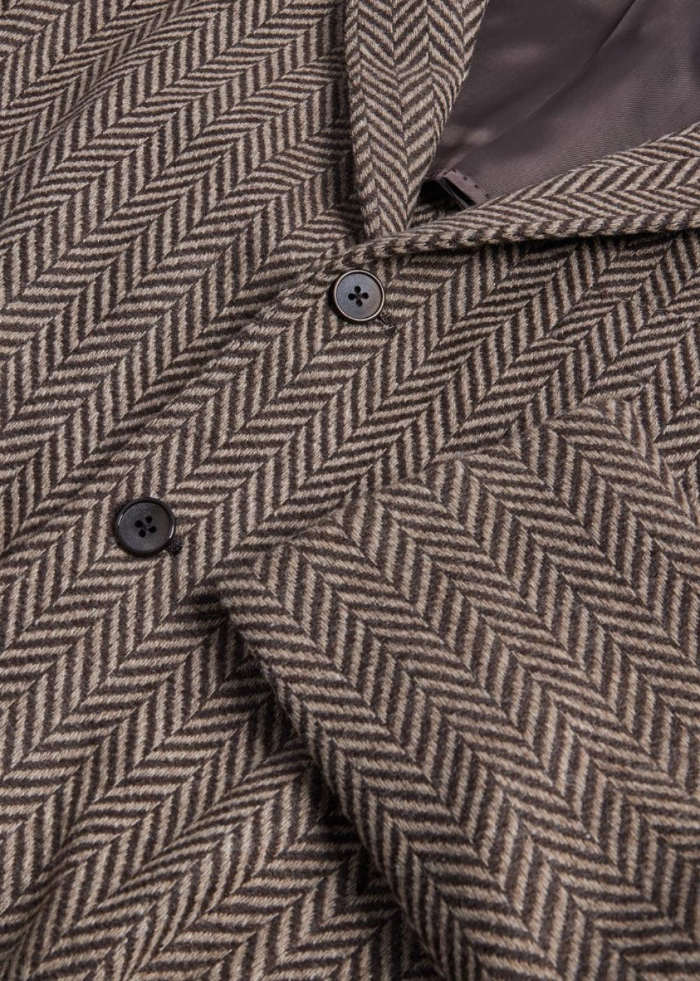 Wool Herringbone Jacket - Tan/Brown - Blazer