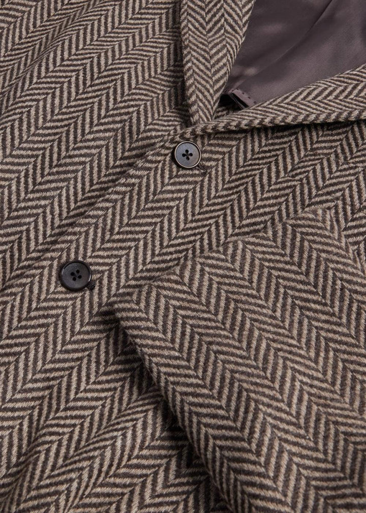 Wool Herringbone Jacket - Tan/Brown - Blazer