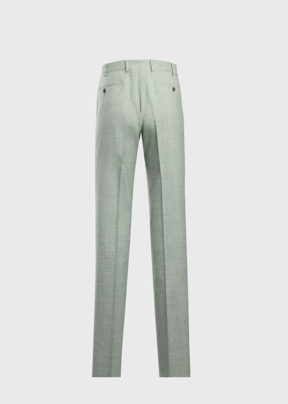 Wool Hopsack Solid Dress Trouser - Sage - Trouser
