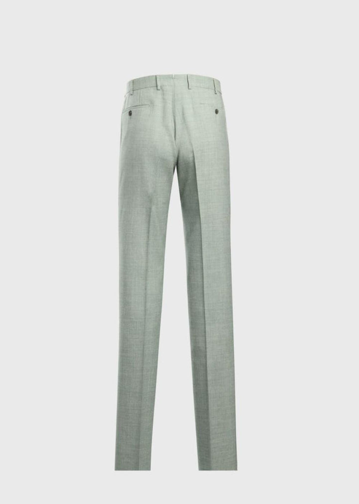 Wool Hopsack Solid Dress Trouser - Sage - Trouser