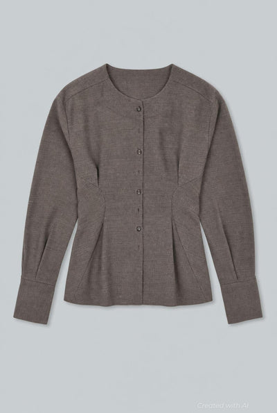 Wool Lavinia Top - Mushroom - S - Blouse