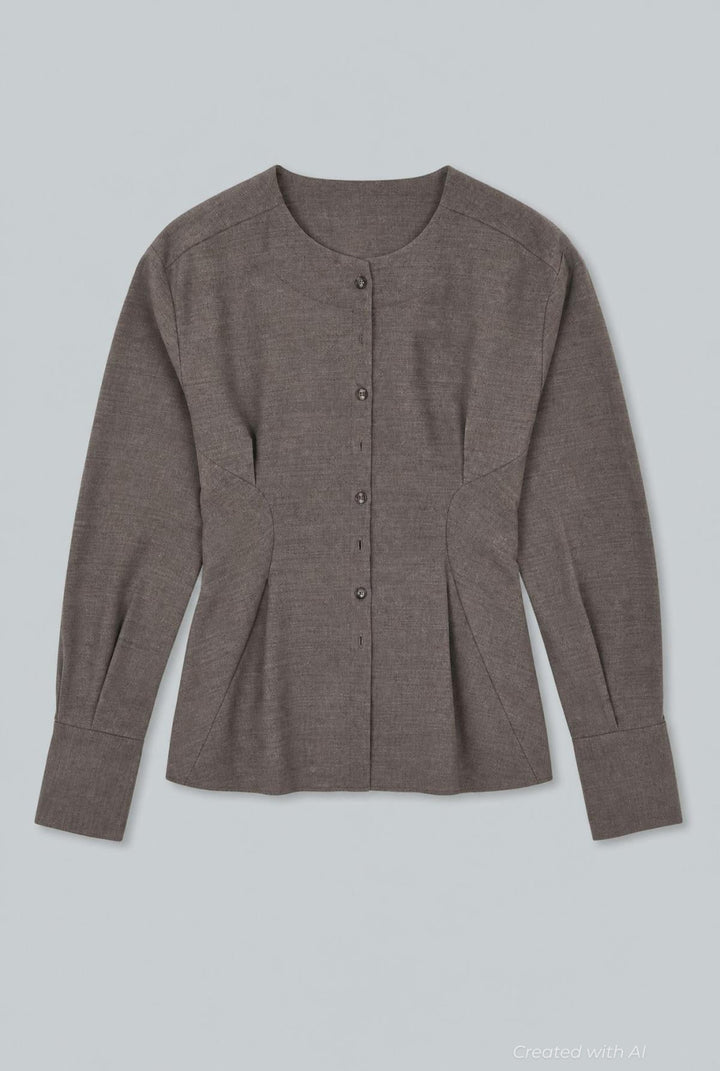 Wool Lavinia Top - Mushroom - S - Blouse