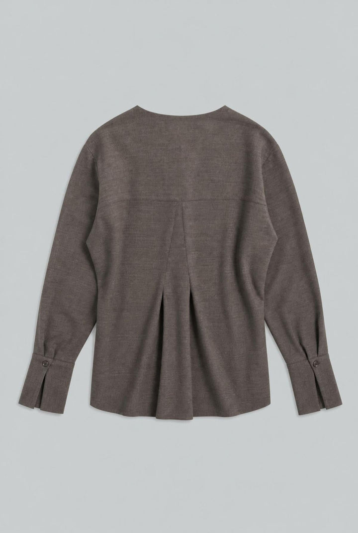 Wool Lavinia Top - Mushroom - S - Blouse