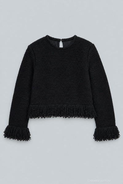 Wool Lila Top - Black - M - Sweater
