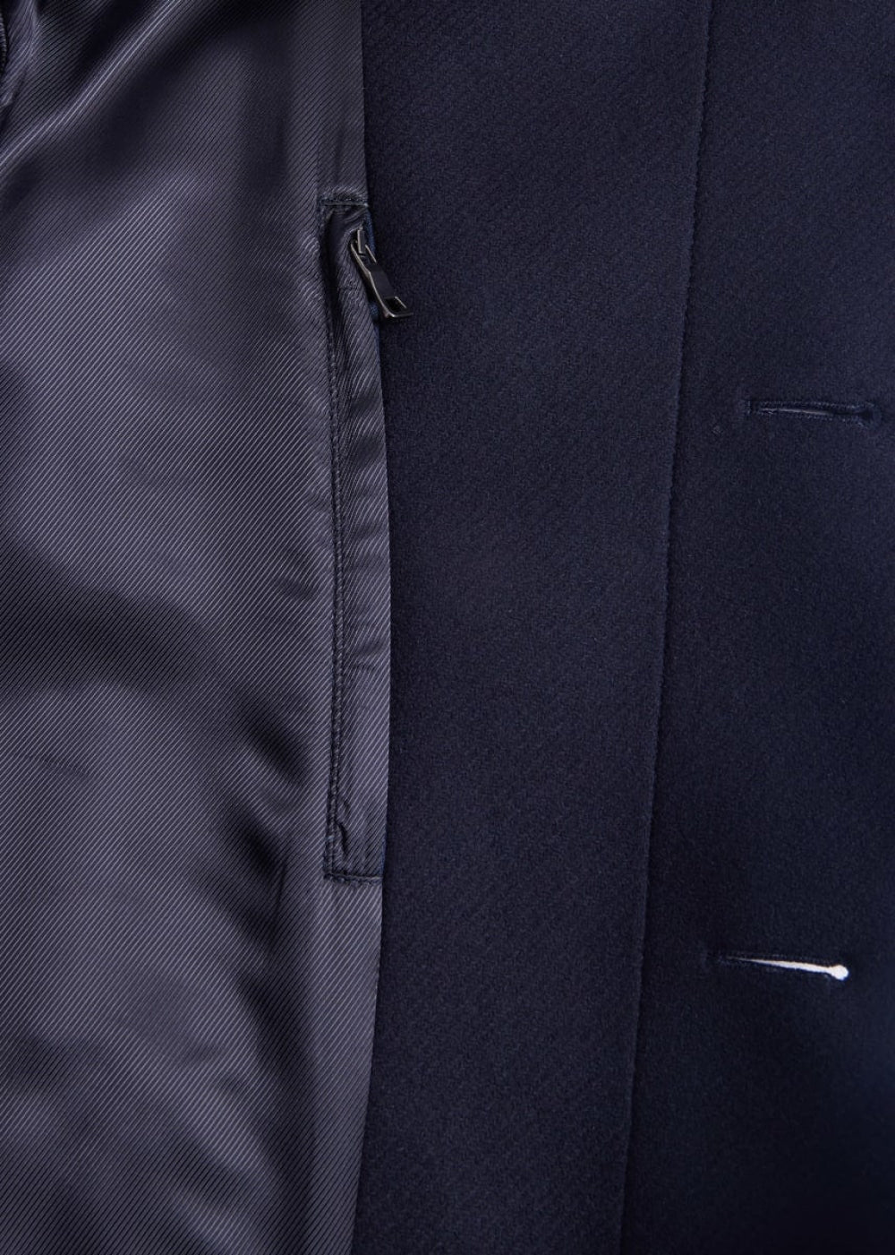 Wool Mid-Length Coat - Navy - Trench Coat