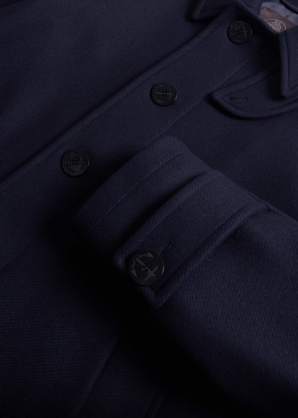 Wool Mid-Length Coat - Navy - Trench Coat