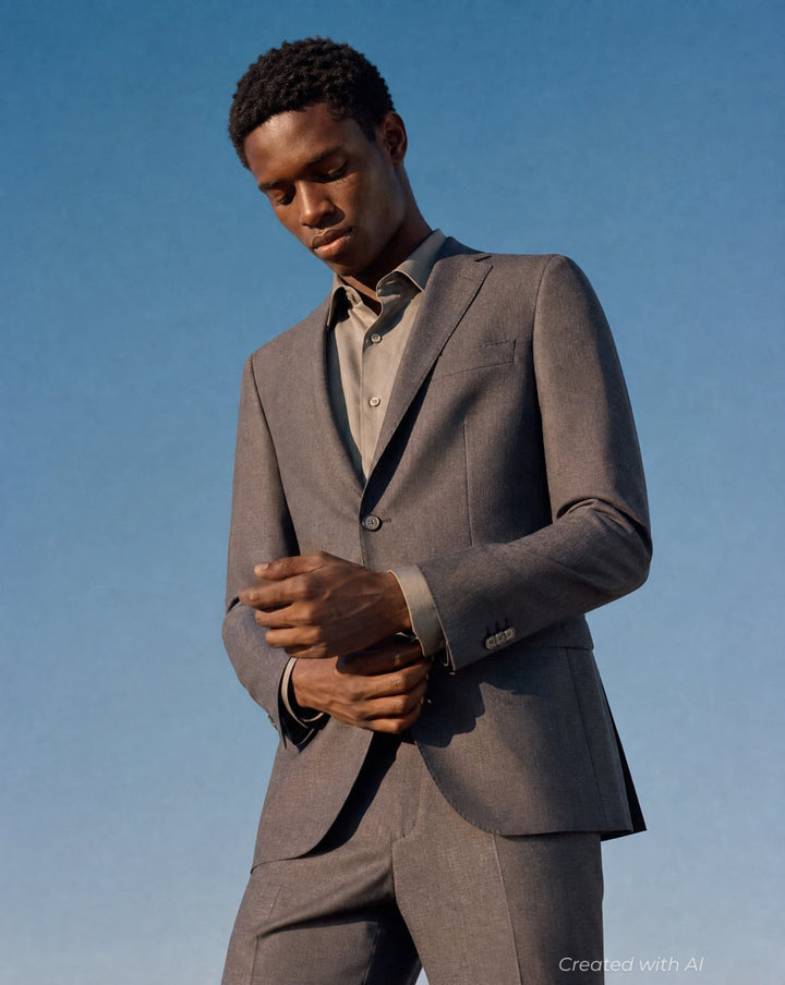 Wool Nailhead Suit - Grey - Suit
