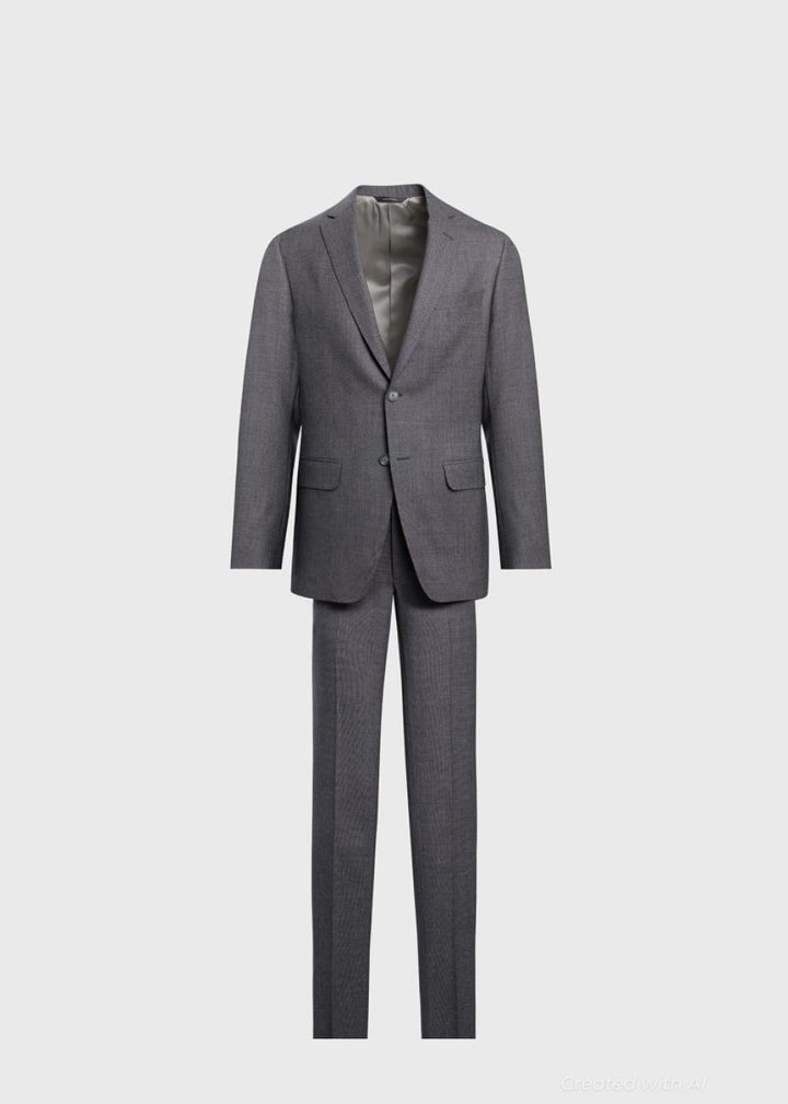 Wool Nailhead Suit - Grey - Suit