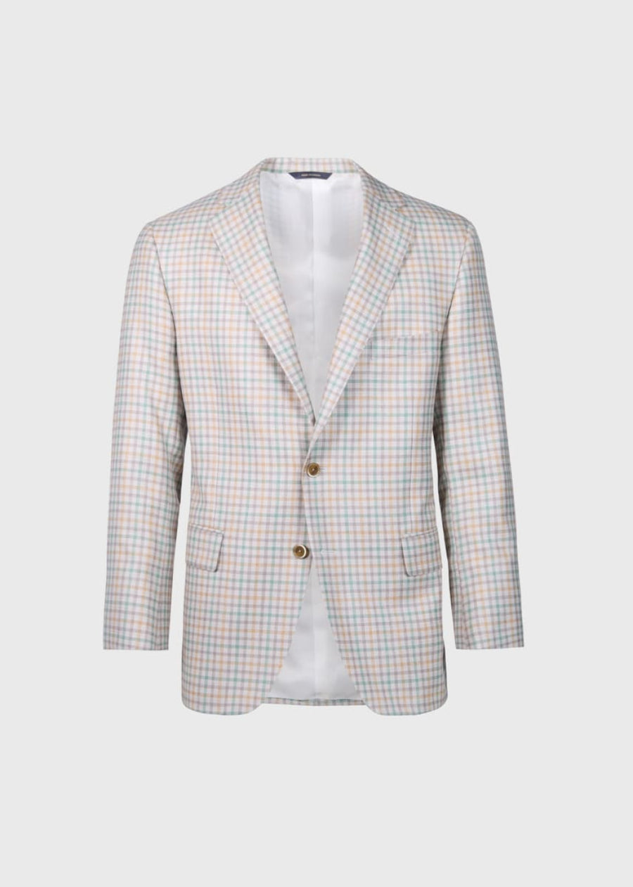 Wool Plaid Jacket - Tan/Multi - Blazer
