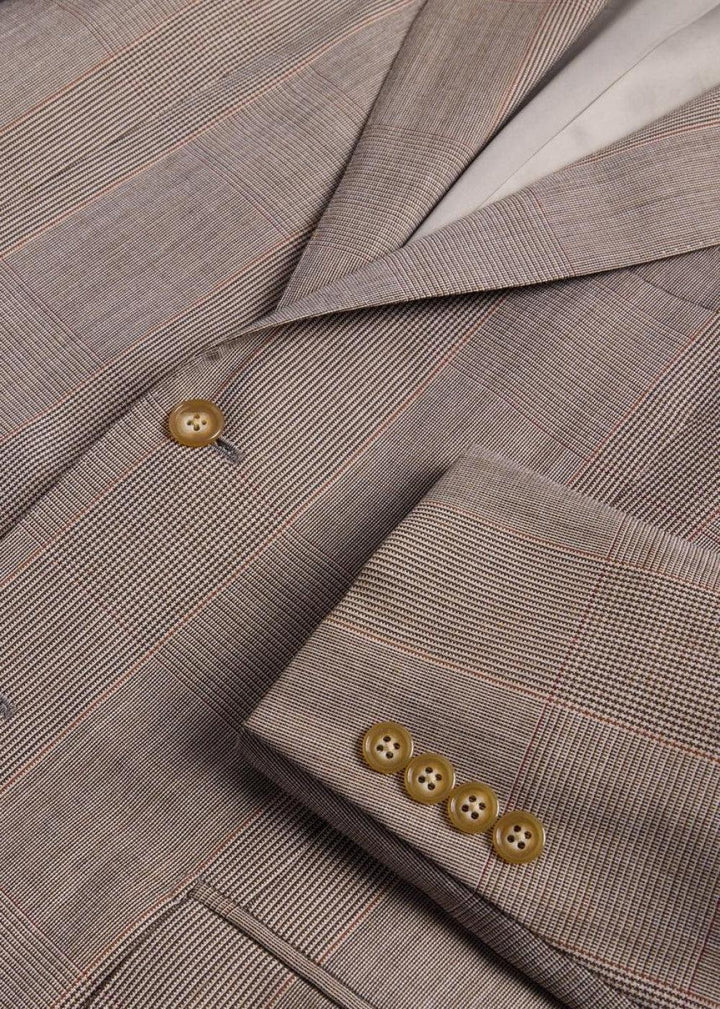 Wool Plaid Suit - Brown - Suit