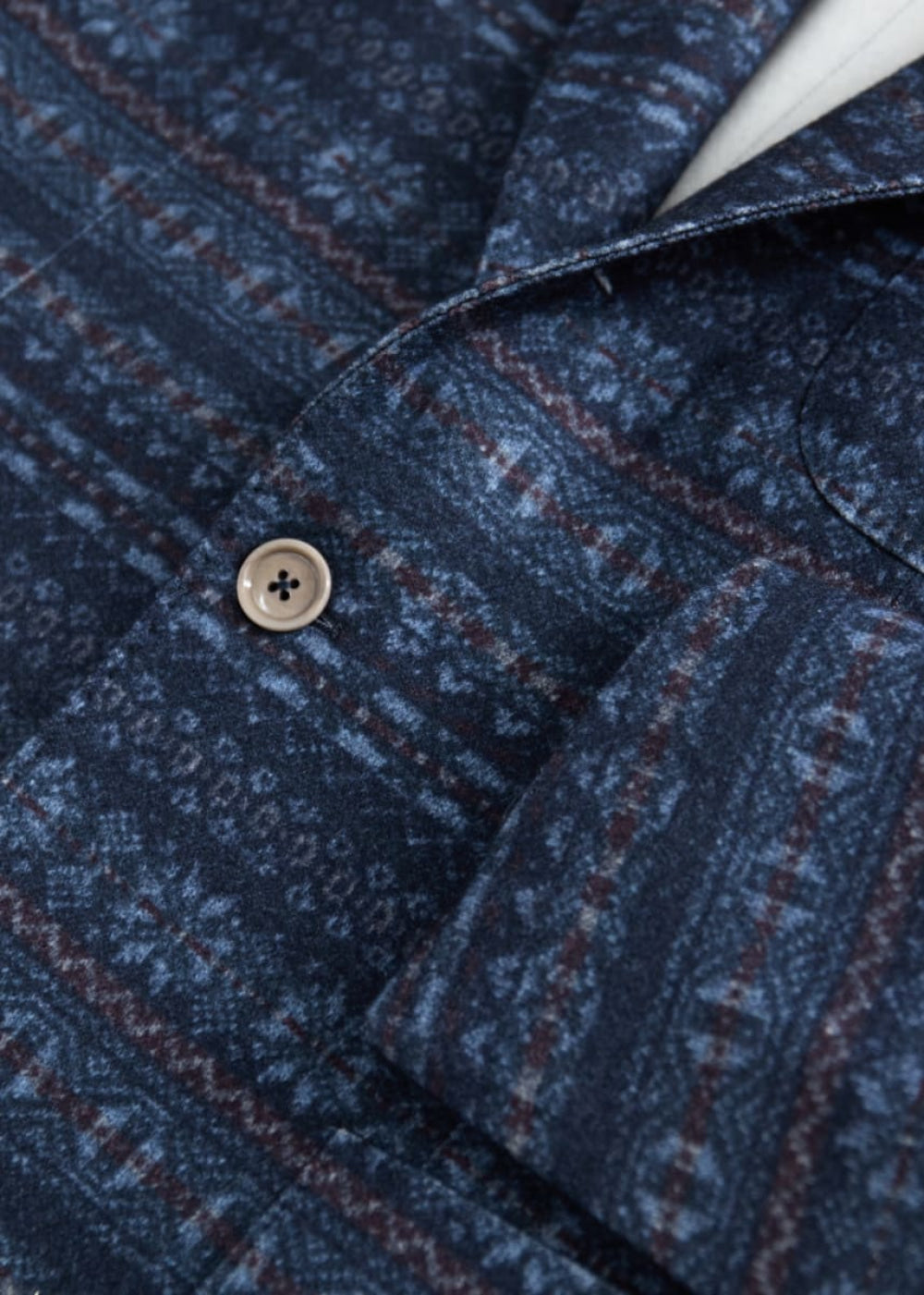 Wool Printed Fair Isle Jacket - Slate Blue - Blazer