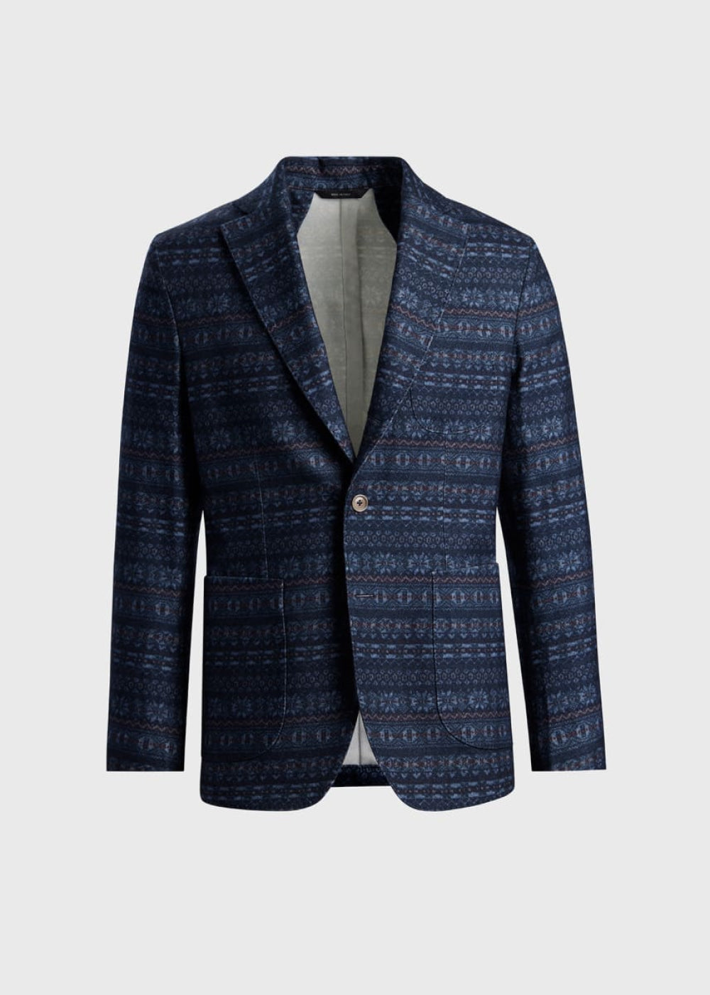 Wool Printed Fair Isle Jacket - Slate Blue - Blazer