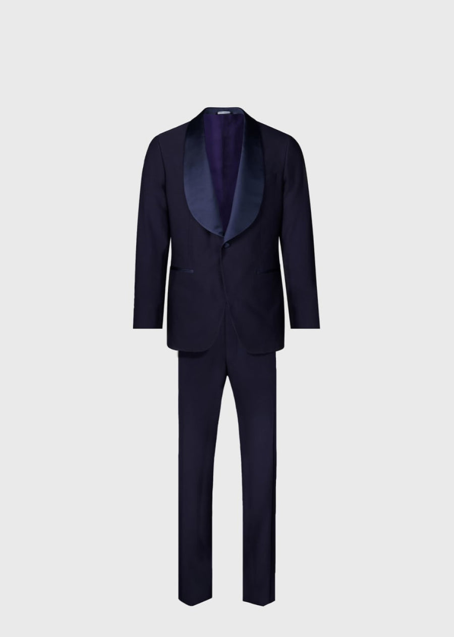 Wool Shawl Collar Tuxedo - Navy - 48 - Tuxedo