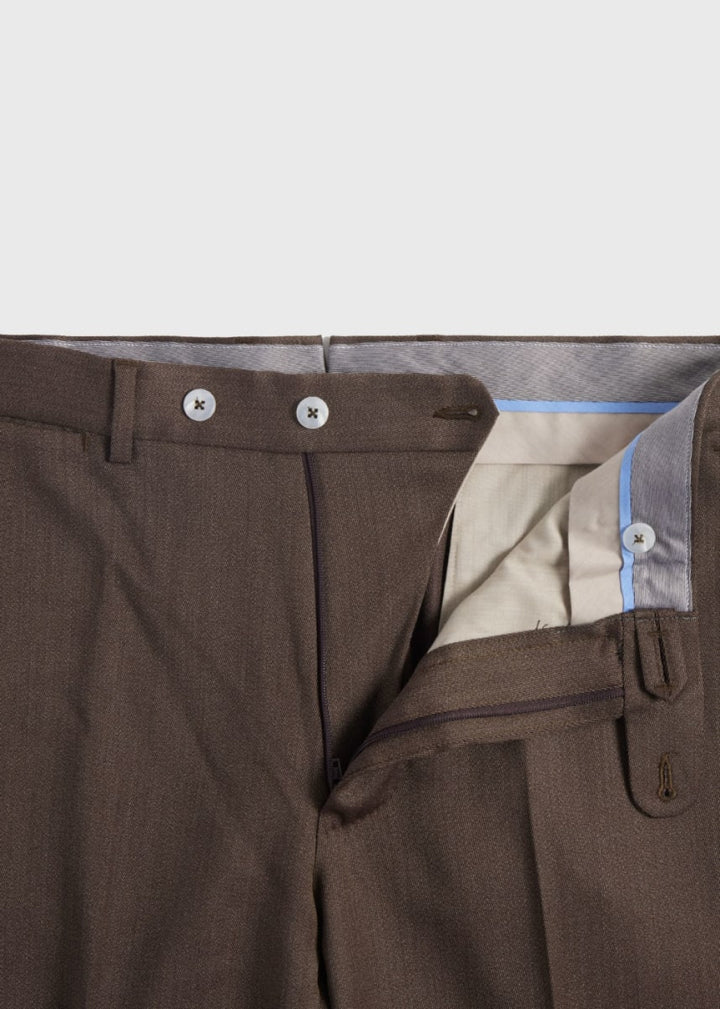Wool Soft Cavalry Twill Trouser - Dark Brown - 42 - Trouser