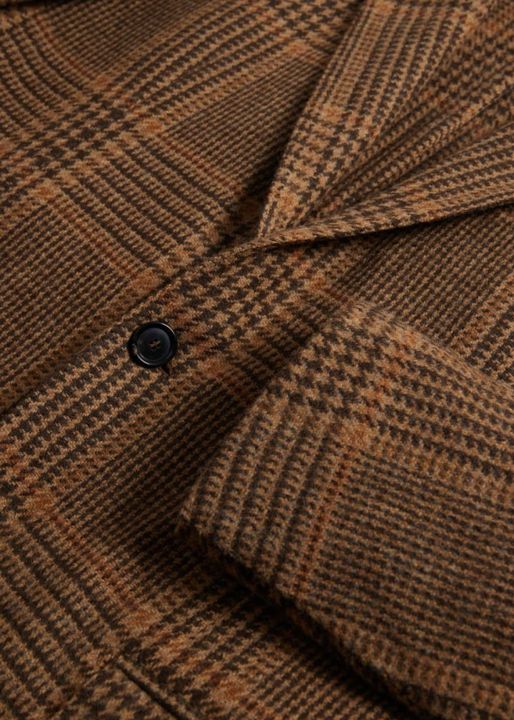 Wool Solid Jacket - Brown - Blazer