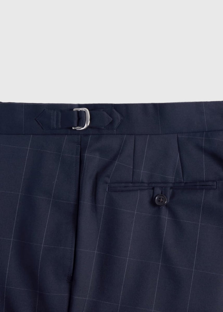 Wool Windowpane Suit - Navy - Suit