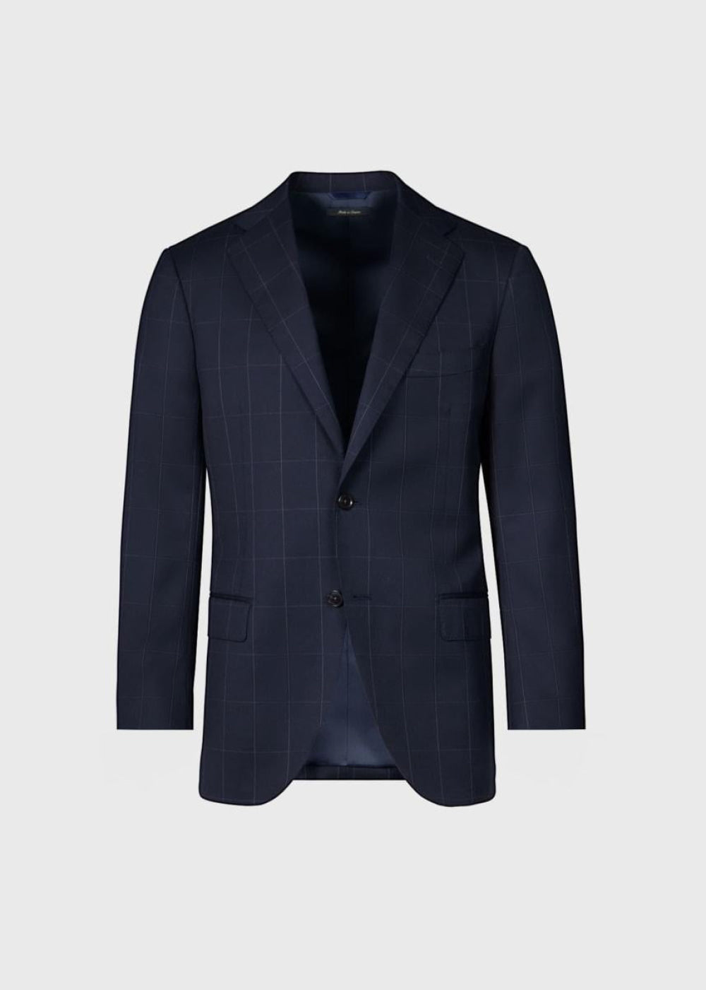 Wool Windowpane Suit - Navy - Suit