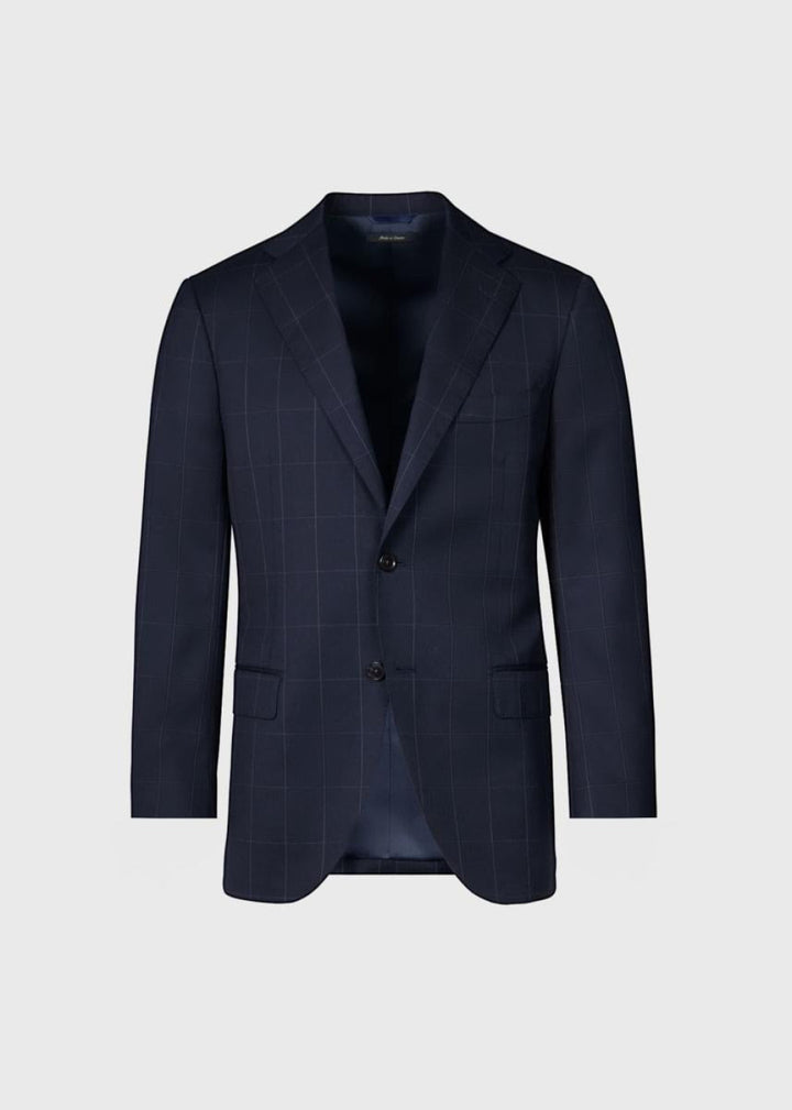 Wool Windowpane Suit - Navy - Suit