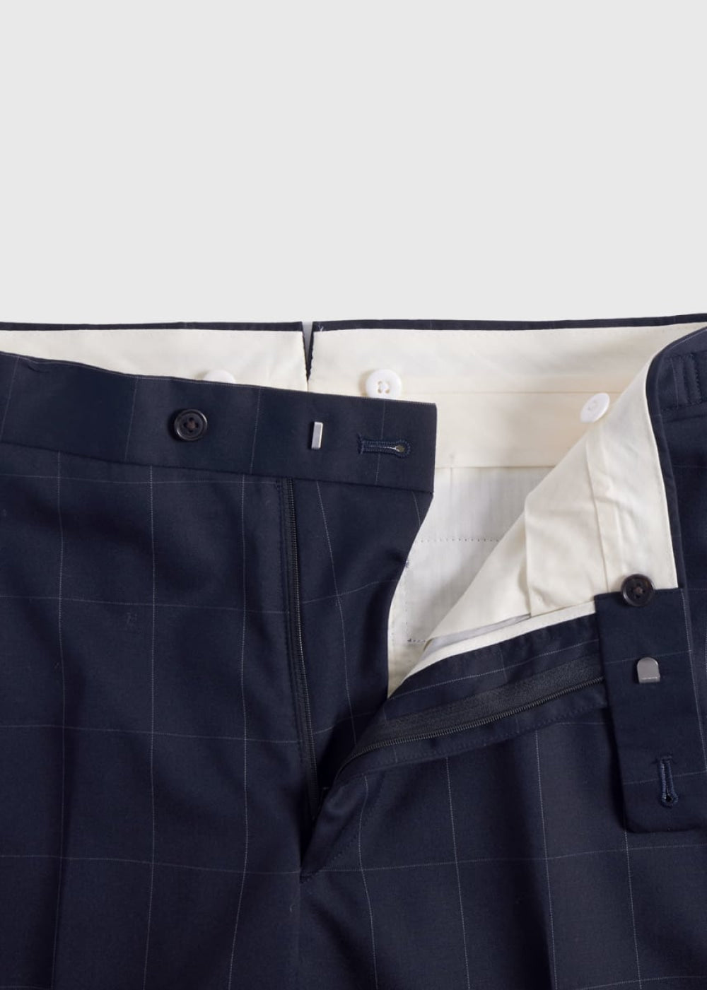 Wool Windowpane Suit - Navy - Suit