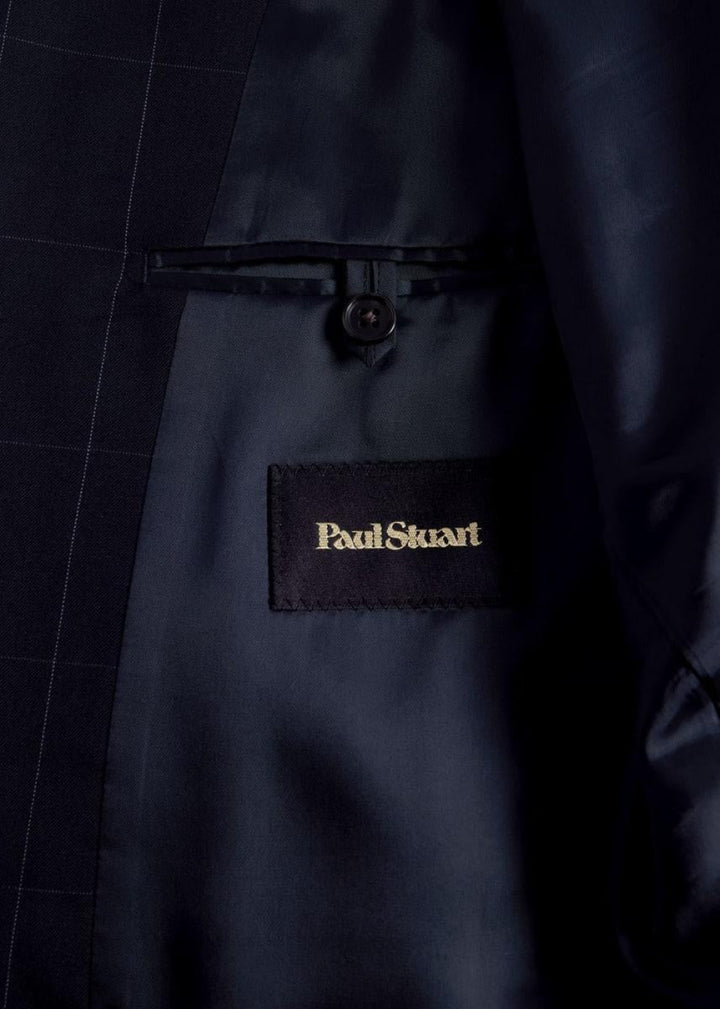 Wool Windowpane Suit - Navy - Suit