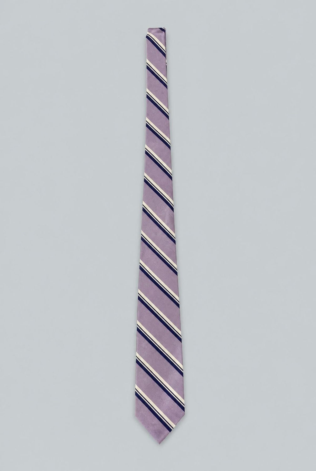 Woven Silk and Cotton Stripe - Purple - ONE SIZE - Tie