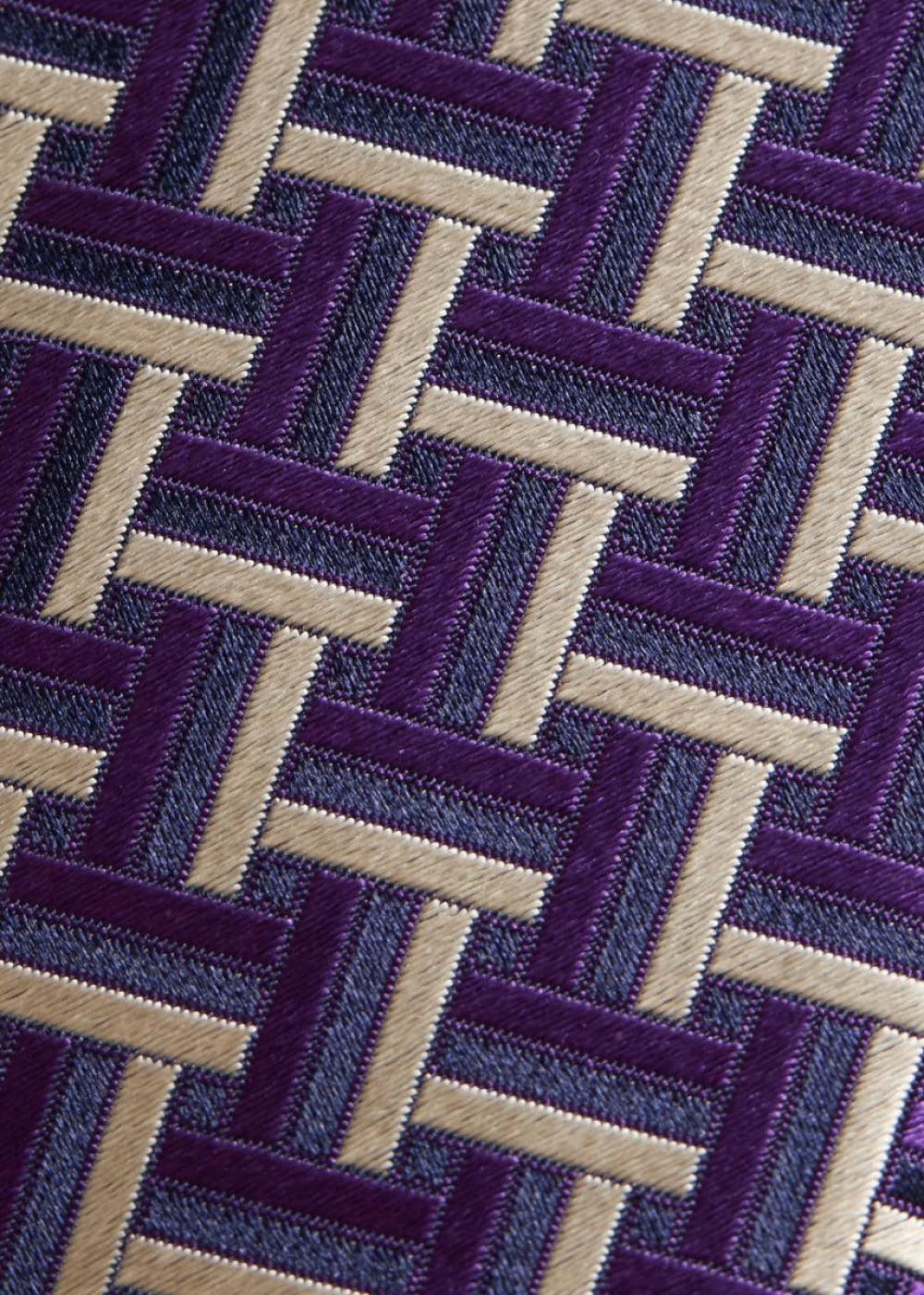 Woven Silk Basketweave Tie - Purple - ONE SIZE - Tie
