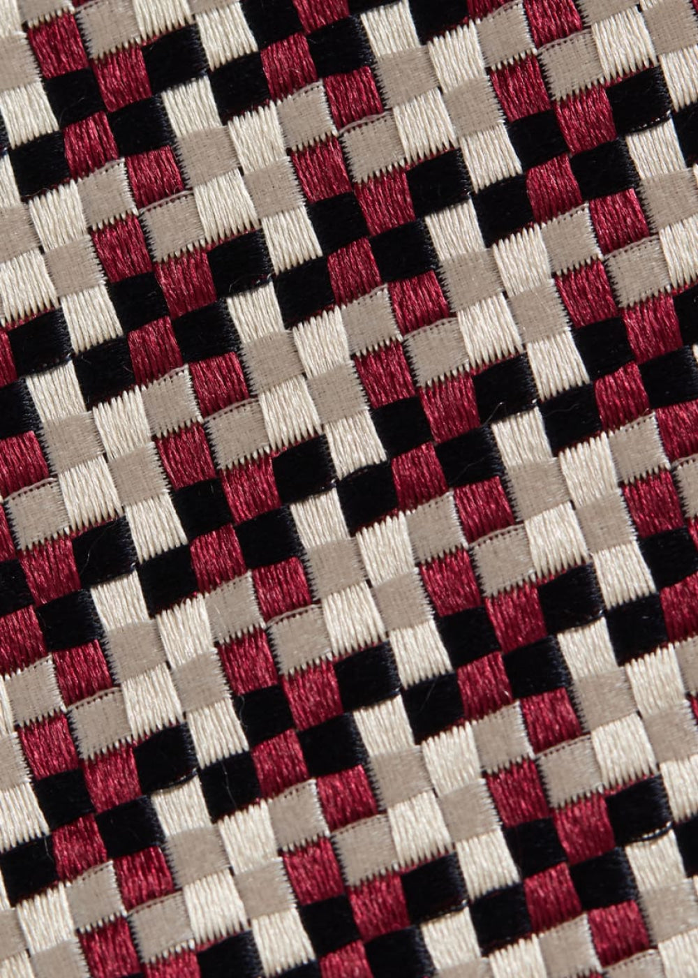 Woven Silk Houndstooth Tie - Burgundy - ONE SIZE - Tie