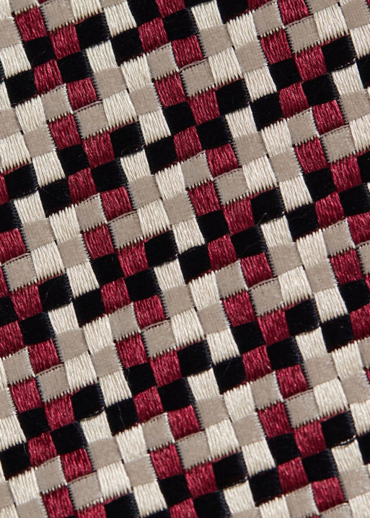 Woven Silk Houndstooth Tie - Burgundy - ONE SIZE - Tie
